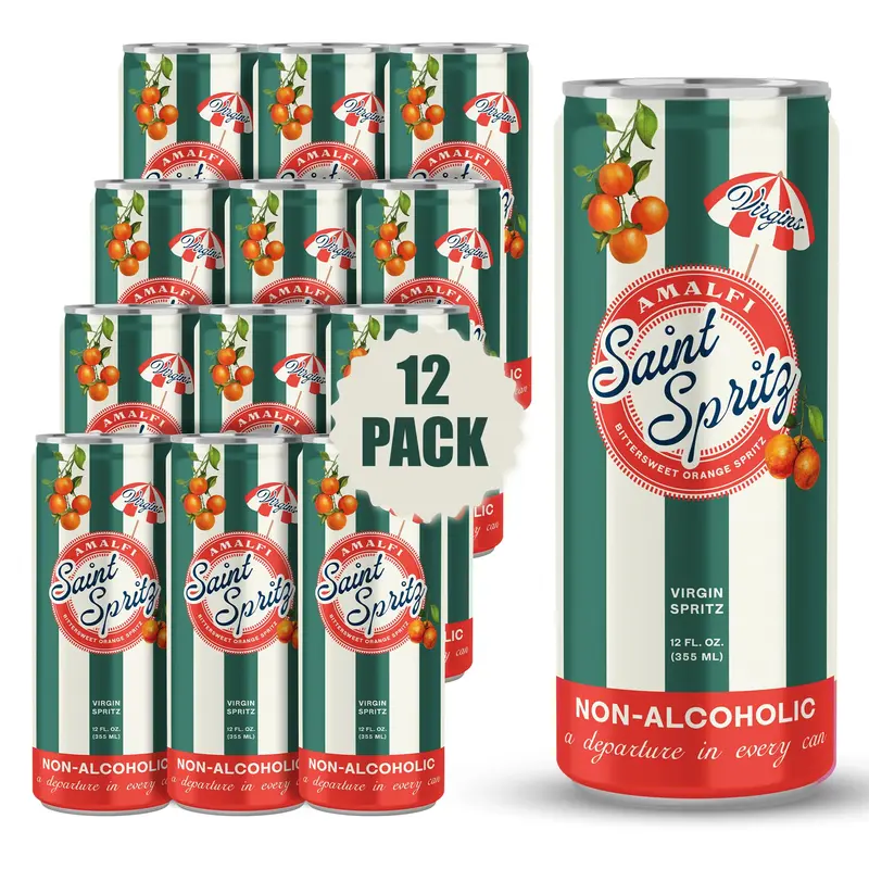 Saint Spritz Virgins (12-Pack) | Italian Non Alcoholic Spritz Cans | Amalfi, Sicily & Hugo Flavors | Sparkling Mocktail Aperitif Sampler | Premium Non Alcoholic Drinks & Spirits