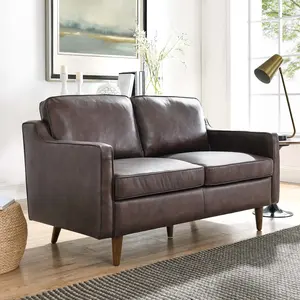 Modway Impart Genuine Leather Loveseat in Brown Modway Impart Genuine Leather Loveseat in Brown