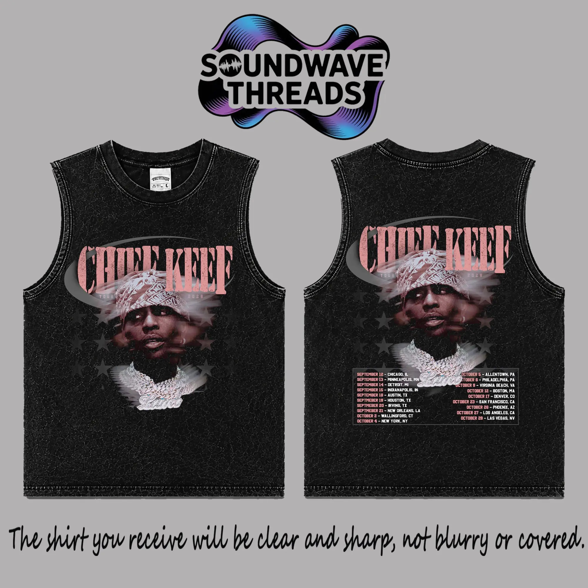 Chief Keef Tour 2026 Premium Acid Washed 100% Cotton Tank Top T-Shirt For The Glo Navy, Sosa Concert Outfit, Gift For Glo Gang Graphic Tee, Tour Merch Shirt Rap Fan Graphic Tee