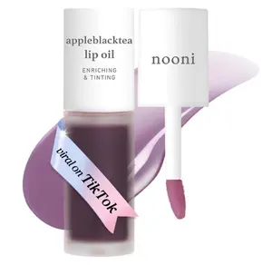NOONI Korean Lip Oil - Appleblacktea | Long-Lasting, Moisturizing, Plumping, Revitalizing for Dry Lips, Waterproof, No Peel Off, Hydrating Lip Stain, Stocking Stuffers, Teen Girl Gifts, 0.12 FL Oz