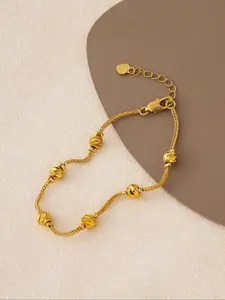 1pc 24K Golden Plated Women's Arabian-Inspired Chain Bracelet - Interlocking Link Gold-Tone Heavy Duty Jewelry for Wedding, Bridal, Birthday Gift, Mother’s Day - Year-Round Versatile Middle Eastern Style Necklace-like Strap Adjustable Bracelet