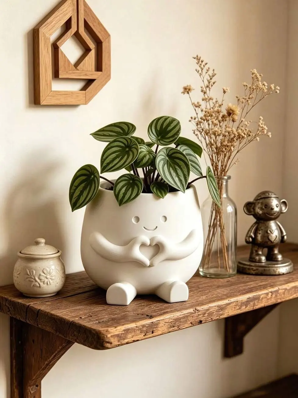 Heart-Shaped Succulent Pot, Cute Resin Flower Planter for Indoor Home Decor, Aesthetic Desktop Plant Container for Office & Dorm