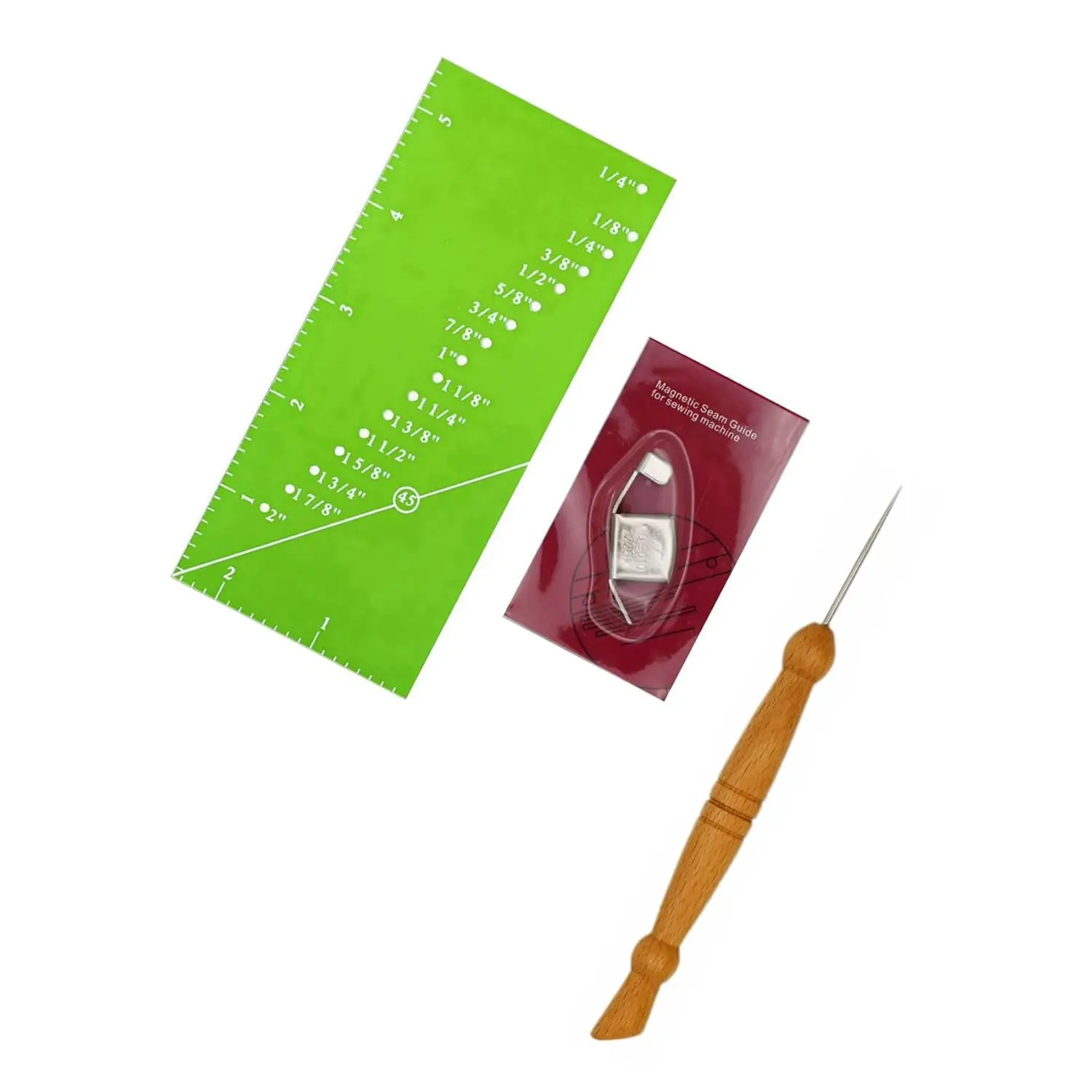 Seam Guide Ruler and Seam Guide with Stiletto Pressing Tool