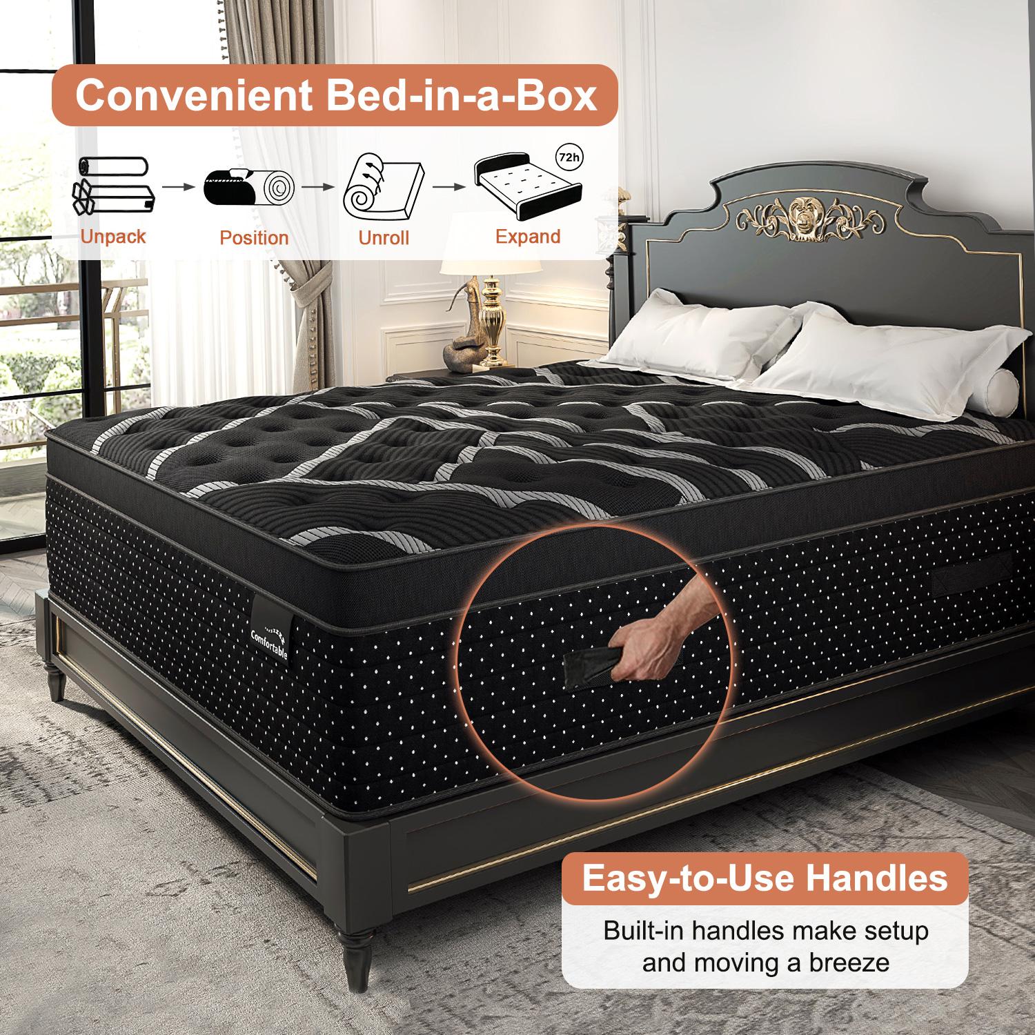 12/14 Inch Twin Full  Queen  King Mattress Memory Foam And Spring Hybrid Mattress Medium Firmness, Lumbar Support, For Home Rooms Hotels, Boxed Halloween ChristmasGift Furniture Ergonomic mattress Interior Modern