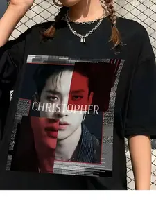 Men'S Stray Bangchan Retro Bootleg Graphic Tee - 100% Crew Neck Short Sleeve Shirt Featuring a Vintage Design, Regular Fit for Casual Wear, Comfortable for All Seasons, Versatile Apparel, Suitable for Halloween, Pure T-Shirt.