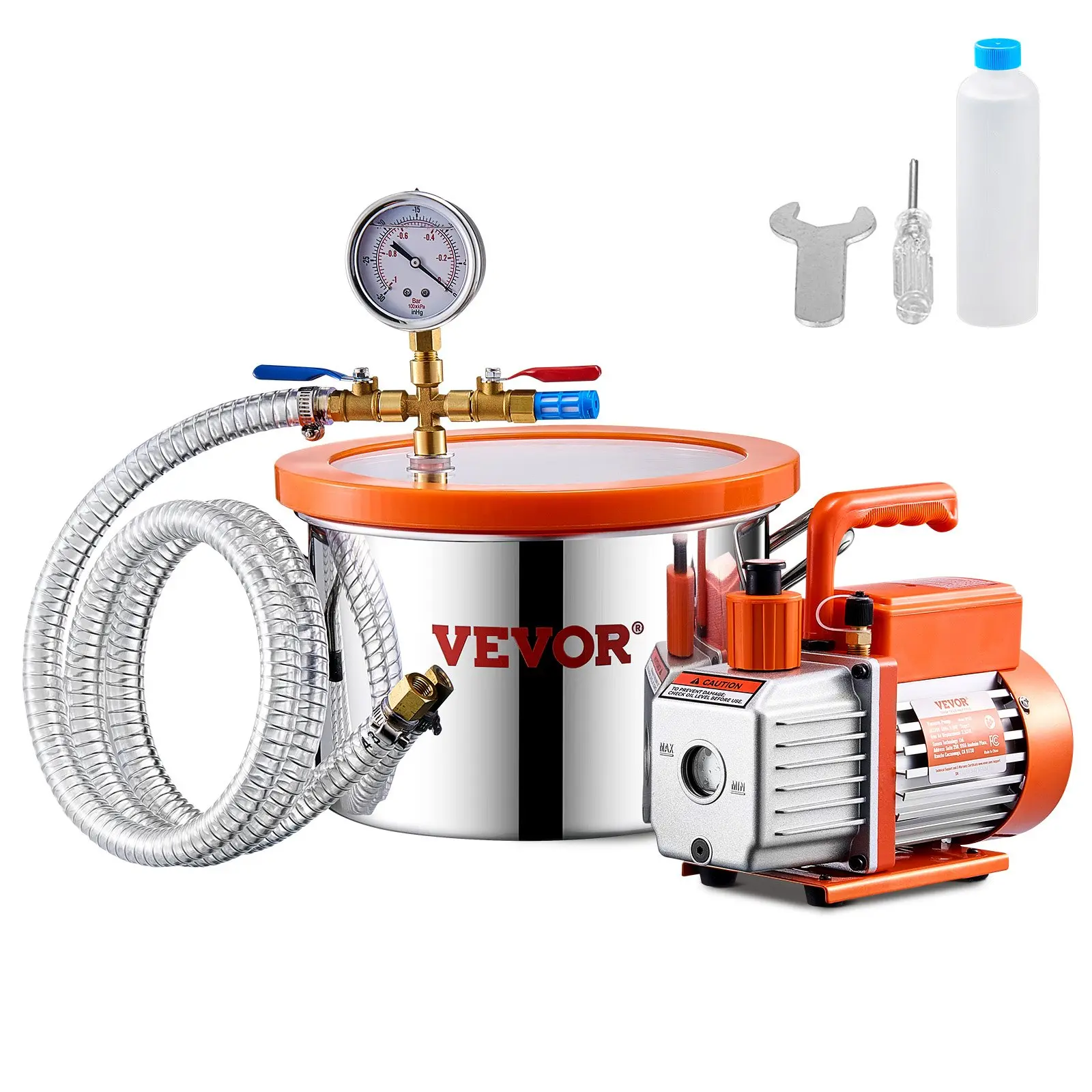 【Summerfinds】1.5 Gallon Vacuum Chamber 3.5CFM Single Stage Pump Degassing Chamber Kit