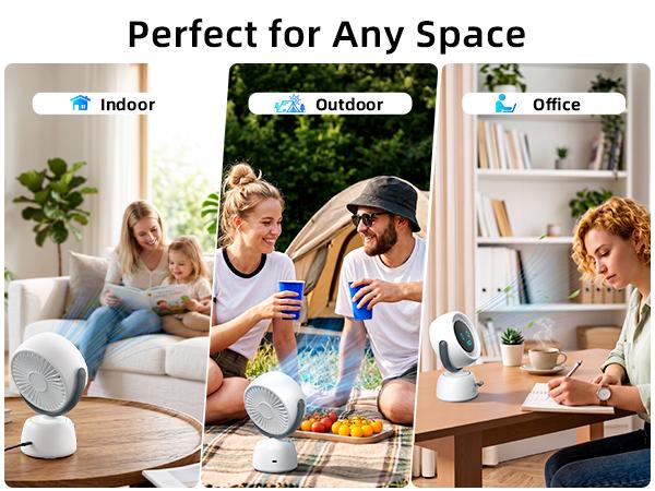 [Breeze Follows You] Smart Head Tracking Fan, 150° Auto-Follow Bathroom Sink Vanity Fan, 200 Speeds Rechargeable Quiet Makeup Mirror Fan with Digital Display & Ambient Light for Kitchen, WFH Office, Bedroom SummerWins