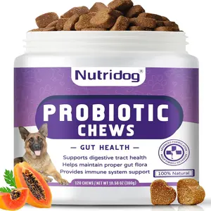 10.58oz Nutridog Probiotic Chewables, Premium Dog Probiotic Chewables, Dog Food, All Natural Ingredients, Suitable for All Dogs, Duck Flavor, 120 Chewable Tablets dog  treats freeze dried  pet wellness for dogs