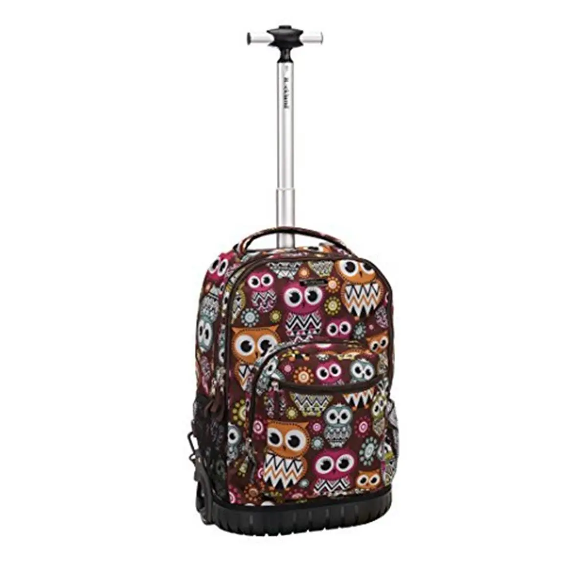 Rockland 19 in. Owl Pattern Rolling Backpack, Lightweight Synthetic Carry-On for Unisex Adults with Padded Laptop Compartment, Mesh Pockets & Ergonomic Grip Handle, Skate Wheels, Polyester, Animal Theme
