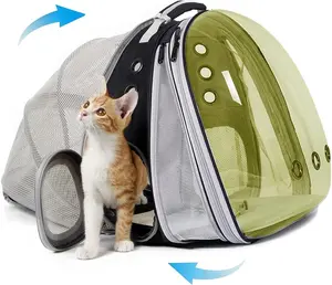 Dual Expandable Polarized Cat Backpack Carrier, Fit up to 20 Lbs, Expandable Front & Back Space Capsule Polarized Bubble Pet Carrier for Large Cat and Small Dog, Pet Carrying Hiking Traveling Backpack halinfer