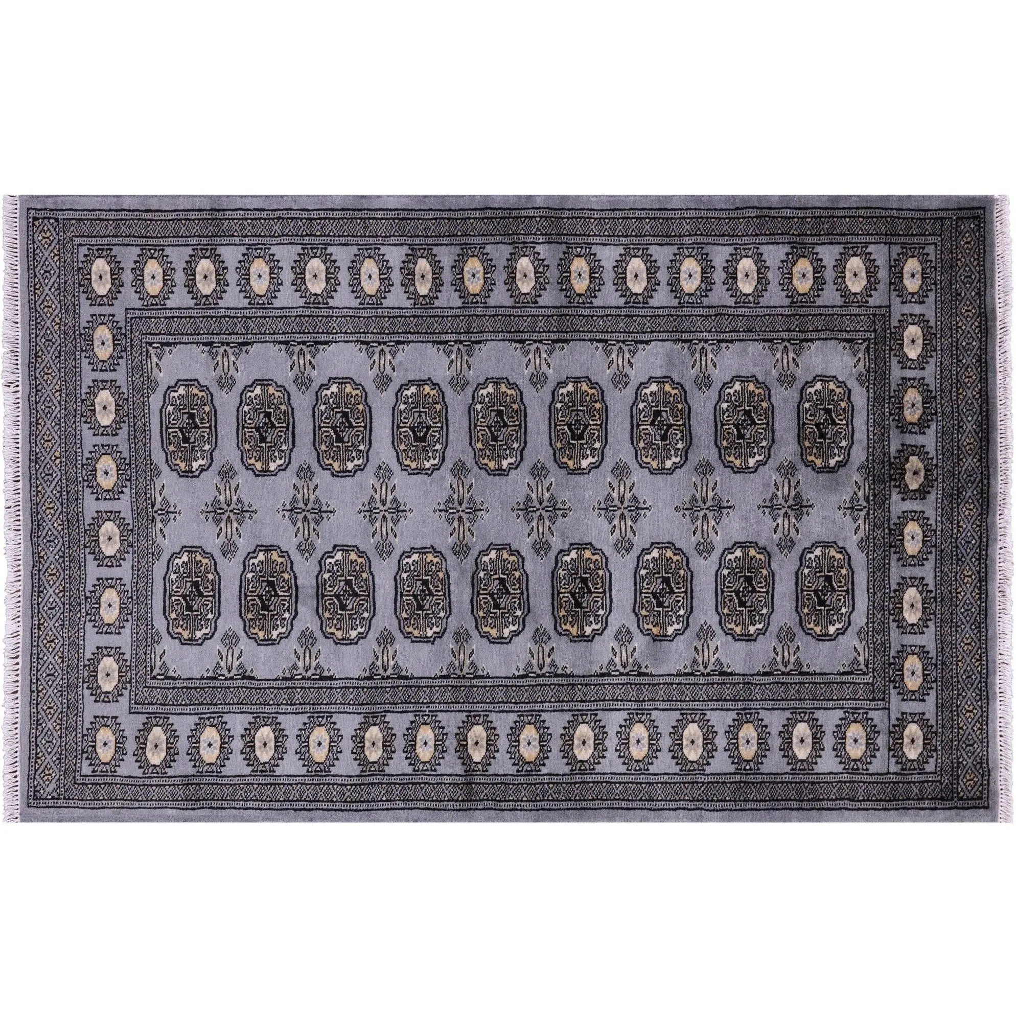 Hand-Knotted Silky Bokhara Rug 3' 2" X 4' 11" - Q21818