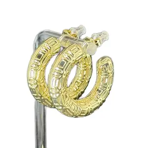 Erring 10 cm Fashion Jewelry Gold-Tone Hoop Earrings for Stylish Accessories