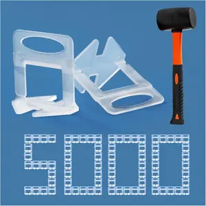 Tile Leveling System 1/8" Spacers Tile Leveler Clips DIY Tile Leveler Spacers 5000 count and Tools Harden Rubber Mallet Hammer 16 oz for Professional Ceramic Tile and Stone Installation