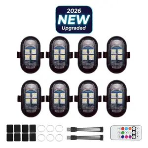 【2026 Upgraded】4PCS/8PCS New RGB LED Ambient Light Kit for Car Interior Styling, Interior Accent Mood Lighting for Footwell Console Trim, Decorative Auto Accessories, Vehicle Interior Decor, Holiday Gift Idea