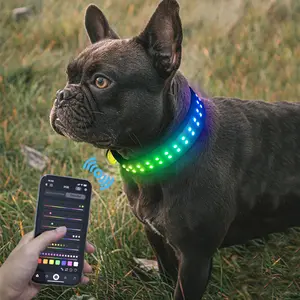 Gift for Pets, LED Light Up Dog Collars, Rechargeable Lighted Dog Collar with USB Charging Cable, Glow in the Dark Dogs Collars for Night Walking & Running, Christmas Gift