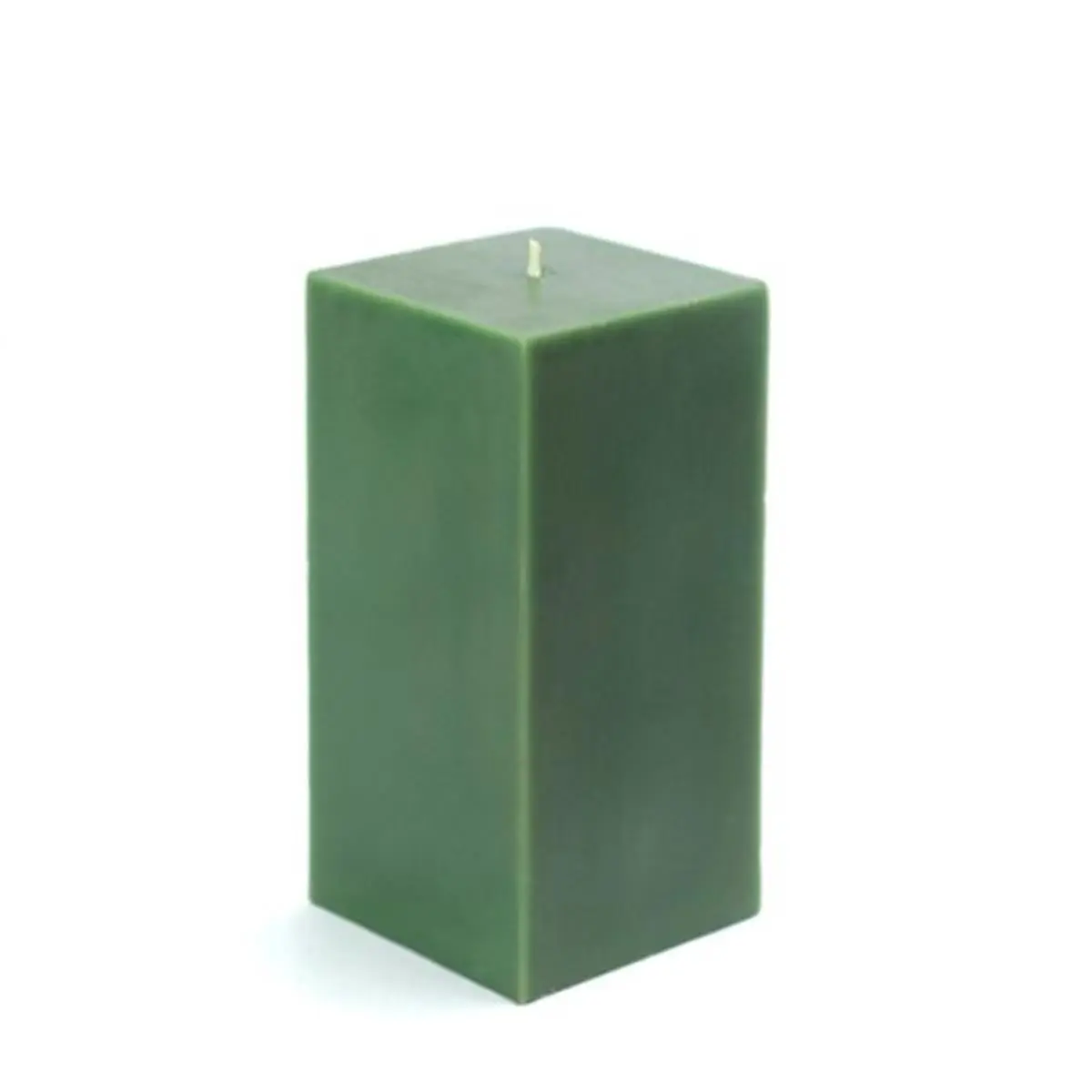 Hunter Green Square Pillar Candle - 3x6 in Traditional Decorative Candle, Handpoured Wax, Smokeless Dripless Unscented, 55 Hours Burn Time for Wedding Home Decor, Decorative Candles