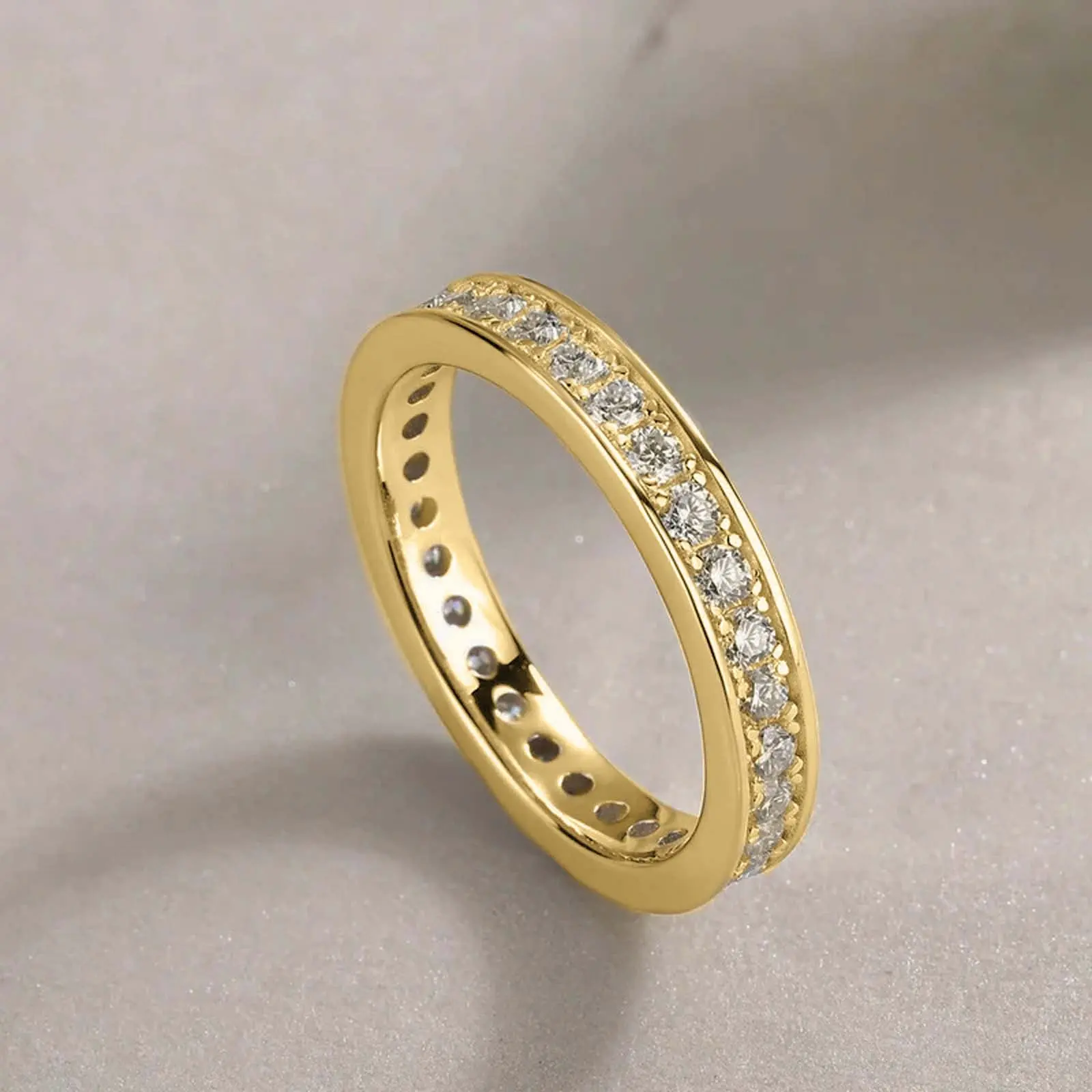 Springtok 3mm inlaid zircon women's ring with multiple sizes available for daily fashion party jewelry holiday anniversary gift