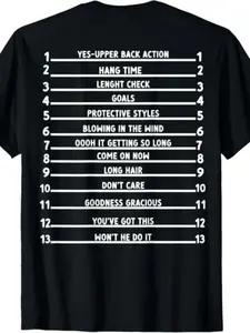 Track Your Long Natural Hair - Length Check Hair Backprint T-Shirt.Jpg Same Style for Men And Women  Summer Short-Sleeved Printed T-Shirt Pure 220G
