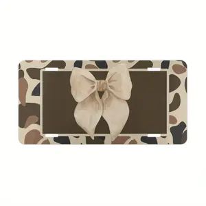 Camo Coquette Vanity Plate/Camouflaged License Plate/Camo Bow Vehicle Tag/Country Girl Camo Tag/Cowgirl Camo Accessory, Aluminum Front License Plate- 6x12- inch polished metal standard plate, easy to install, for decor only, Made in USA