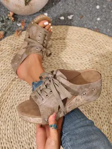 Women's Summer Fashion Slip-On Sandals, Casual PU Upper Rubber Sole, Plain Pattern, Trendy All-Purpose Footwear for Ladies