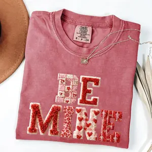 Latch Hook Faux Yarn Be Mine Print Comfort Colors Shirt, Leopard Xoxo Heart Tee, Girly Coquette Valentine Tshirt