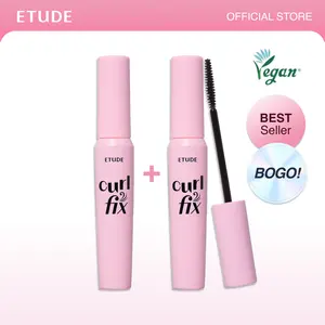 [ETUDE Official] Curl Fix Mascara BOGO | Buy 1 Get 1 Free | 2 Mascaras | #01 BLACK & #04 Volume | 24H Smudge Proof Curl | Volumizing & Lengthening | Waterproof Formula