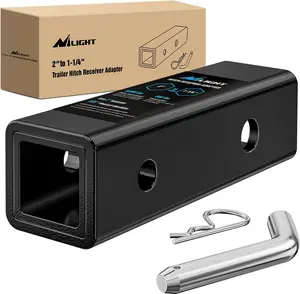 Nilight Trailer Hitch Receiver Adapter Reducer Sleeve 2 to 1-1/4 Inch with 5/8" Hitch Pin and Clip Hitches Towing Accessories for Tractor Bucket RV UTV Truck Bike Rack Cargo Carriers Carbon Steel