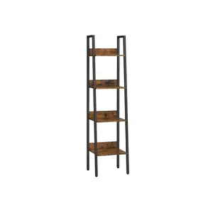 SONGMICS HOME VASAGLE Slim Ladder Shelves with Metal Frame, Narrow Bookcase, Ladder Shelf for Home Office, Living Room, Bedroom, Kitchen