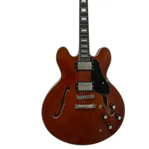 Higher Quality 335 F-Hole Jazz Half Hollow Electric Guitar Brown Chrome Hardware