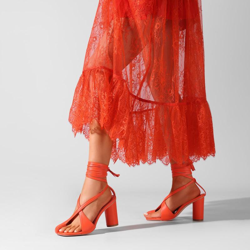 Women’s Lace-Up High Heel Sandals Chunky Heel Open Toe Ankle Wrap Design for Casual Outings & Parties Walking Shoes Weight Summer