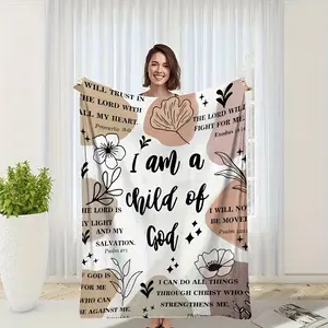 Vintage Inspirational Scriptural Flannel Throw Blanket - Faith-Based Flannel Design, Soft Polyester, All-Season Comfort, 280GSM, Perfect Gift for Religious Enthusiasts