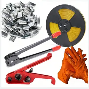 Packaging Banding Strapping Kit, Poly Strapping Tensioner, 4000" PP Strapping Band,100 Pcs Metal Seals, Sealer Tool, Heavy Duty Pallet Strapping Kit, Bundling, Securing Supplies for Shipping