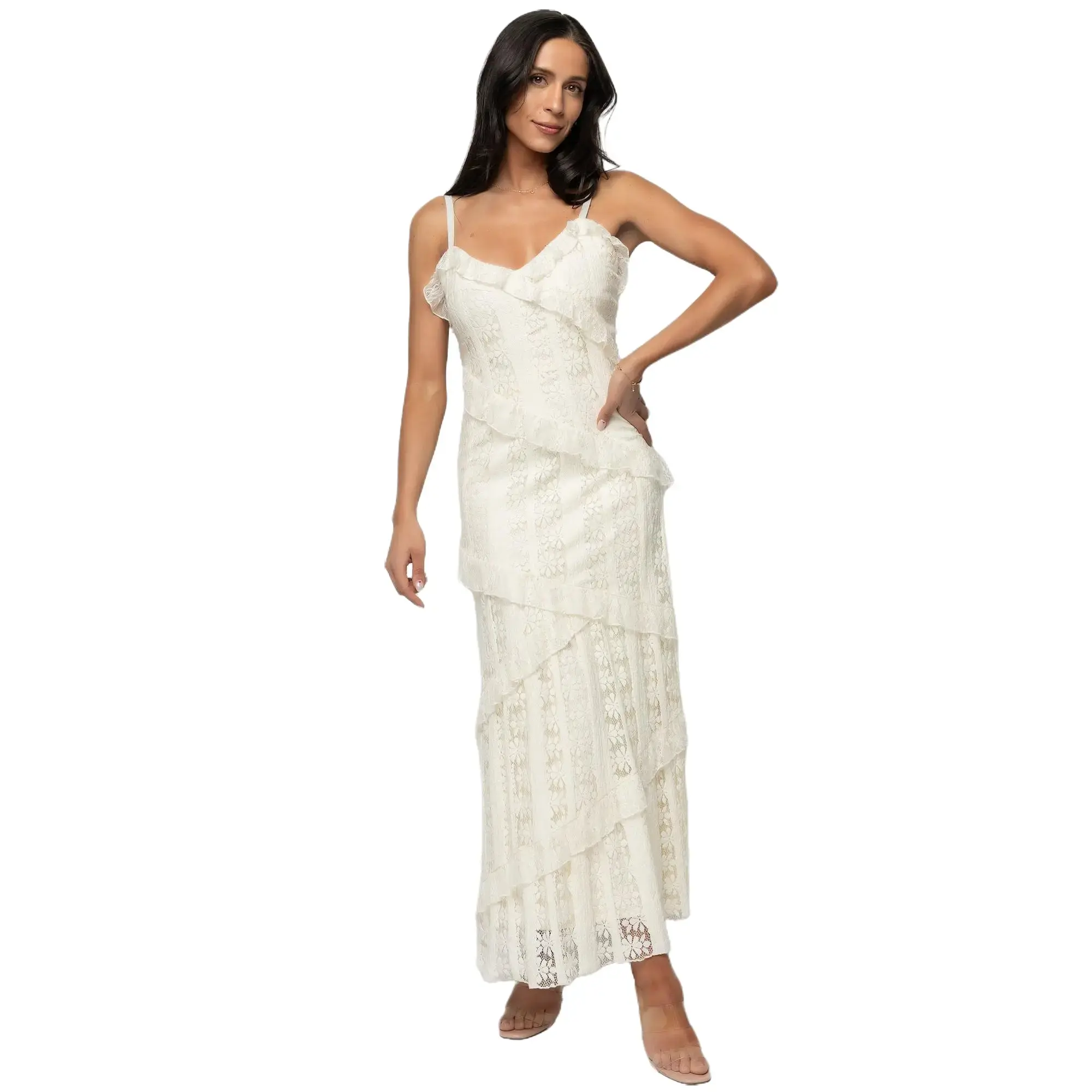 Baltic Born Women's Annabelle Bodycon Lace Maxi Dress - Exclusive Casual Gown with Adjustable Straps, Stretchy Spandex, and Fully Lined, Soft, Fit, Dress Casual, Style, Nylon, Sleeveless, Date Night, Gown Dress, Cotton Blend