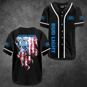 In Case Of Accident My Blood Type Is Bud Light Baseball Jersey Michael Myers Face