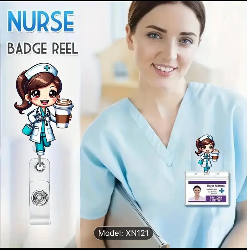 Retractable Medical Badge and Pass Holder Reel with ID Clip, Nursing and Office Badge Reel
