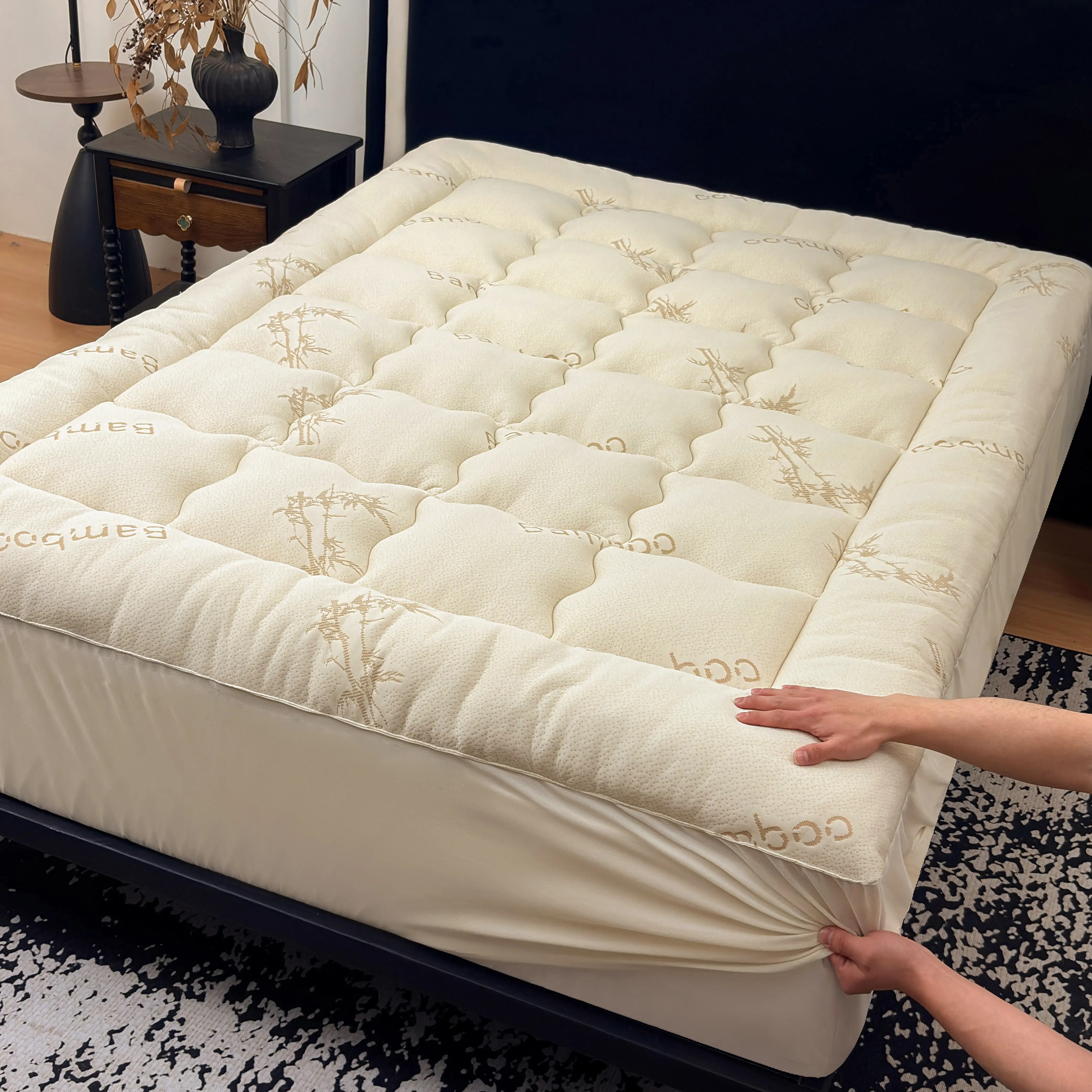 Bamboo Mattress Pad for Hot Sleepers – 360 ° Deep Pocket Fits 18" Bed, Premium Filling, Gently Enveloping Cloud Soft, Machine Washable summerwins summer cooling