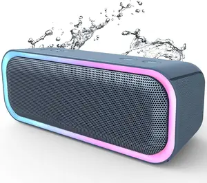 SoundBox Pro  Speaker with 20W Stereo Sound,  Extra Bass, IPX6 , TWS Pairing, Multi-Colors Lights, 20H Playtime, Portable for Beach, Outdoor-Stone Blue