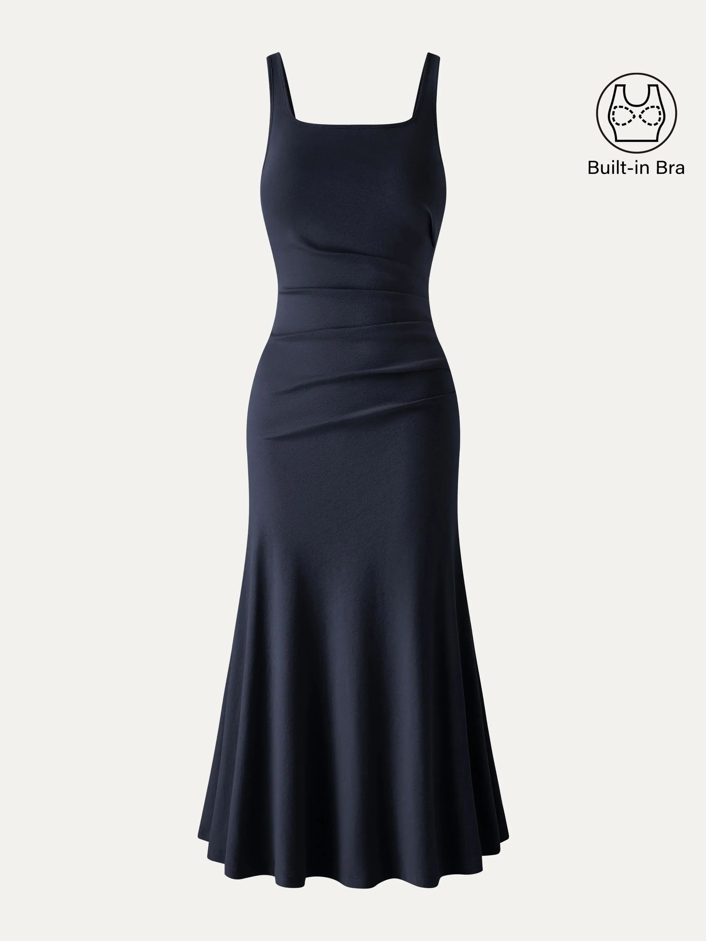 Square Neck Tucked Open Back Bra Dress