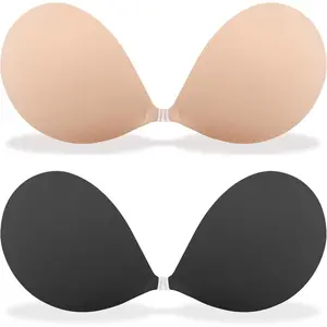 Women's Invisible Silicone Adhesive Bra Cup - Strapless, Push-Up, Backless, Reusable, Nipple-Covering, Solid Minimalist Design, Secure Fit, Wireless Shaping Bra