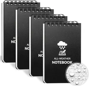 Waterproof Notebook 4 Pack Top-Spiral Pocket Notepad 3" x 5" Weatherproof NotePad All Weather Police Pocket Notebook Little Memo Steno Note Pads