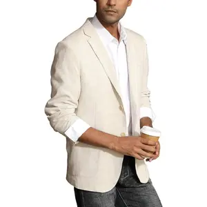 Men's Slim Fit Lightweight Linen Jacket Tailored Blazer Sport Coat