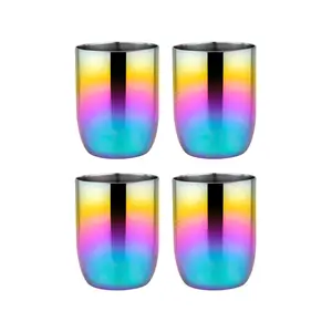 Ahimsa Stainless Steel Conscious Cups - 8 oz (Set of 4) for Kids and Toddlers in Rainbow