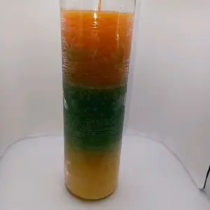 Candles for Prosperity - Vibrant Orange and Green Layers for Enhanced Ambiance and Energy