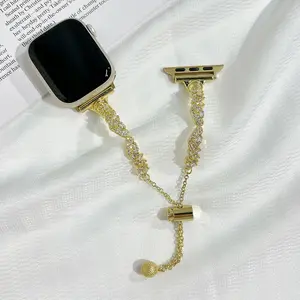 Rhinestone Decor Watch Band for Apple Watch, Fashionable Watch Band for Women, Watch Accessories for iWatch Series, Wearable, Smart Watch Straps