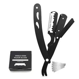 Professional Men's Straight Razor - Barber Straight Edge Razor with 100 Razorblades, Men's Accessories, Father’s Day Gift, Gifts for Him, Self Care Products, Father's Day Gifts, Mens Gifts
