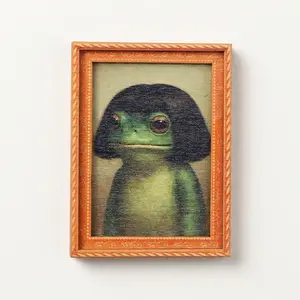 Funny Frog Magnet with Bob Haircut – Weird Aesthetic Meme Fridge Decor, Cute Gift for Friends, Coworkers & Roommates
