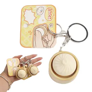 Creative Steamed Bun Keychain, Anti-Stress Squeeze Toy, Cute Bag Charm, Anxiety Relief Button