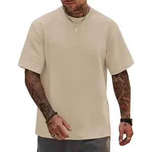 Mens Oversized T-Shirts Heavyweight Cotton Crew Neck Stretch Fashion Thick Tee Tops 100% Cotton