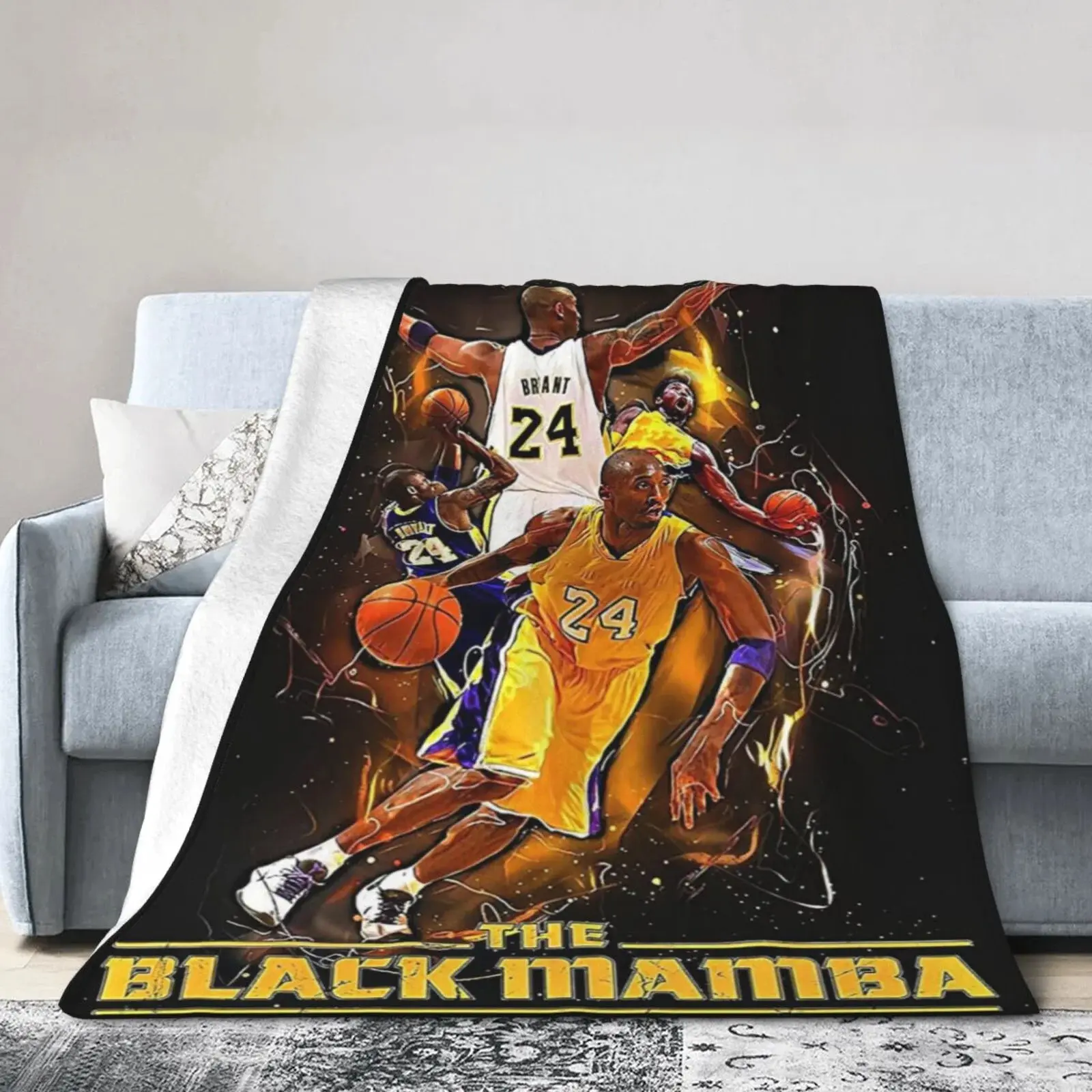 Kobe Bryant Microfibre Fleece Bed Blanket - Lightweight, Soft, Wrinkle Resistant, Breathable, Durable, Glam Bedding for Adults, Machine Washable, Single Print, Multi-Size