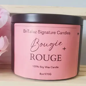 Bougie Rouge Scented Candle - Non-Toxic Soy Wax - 40 Hour Burn Time - Soot-Free - 24 Month Shelf Life Decor Household